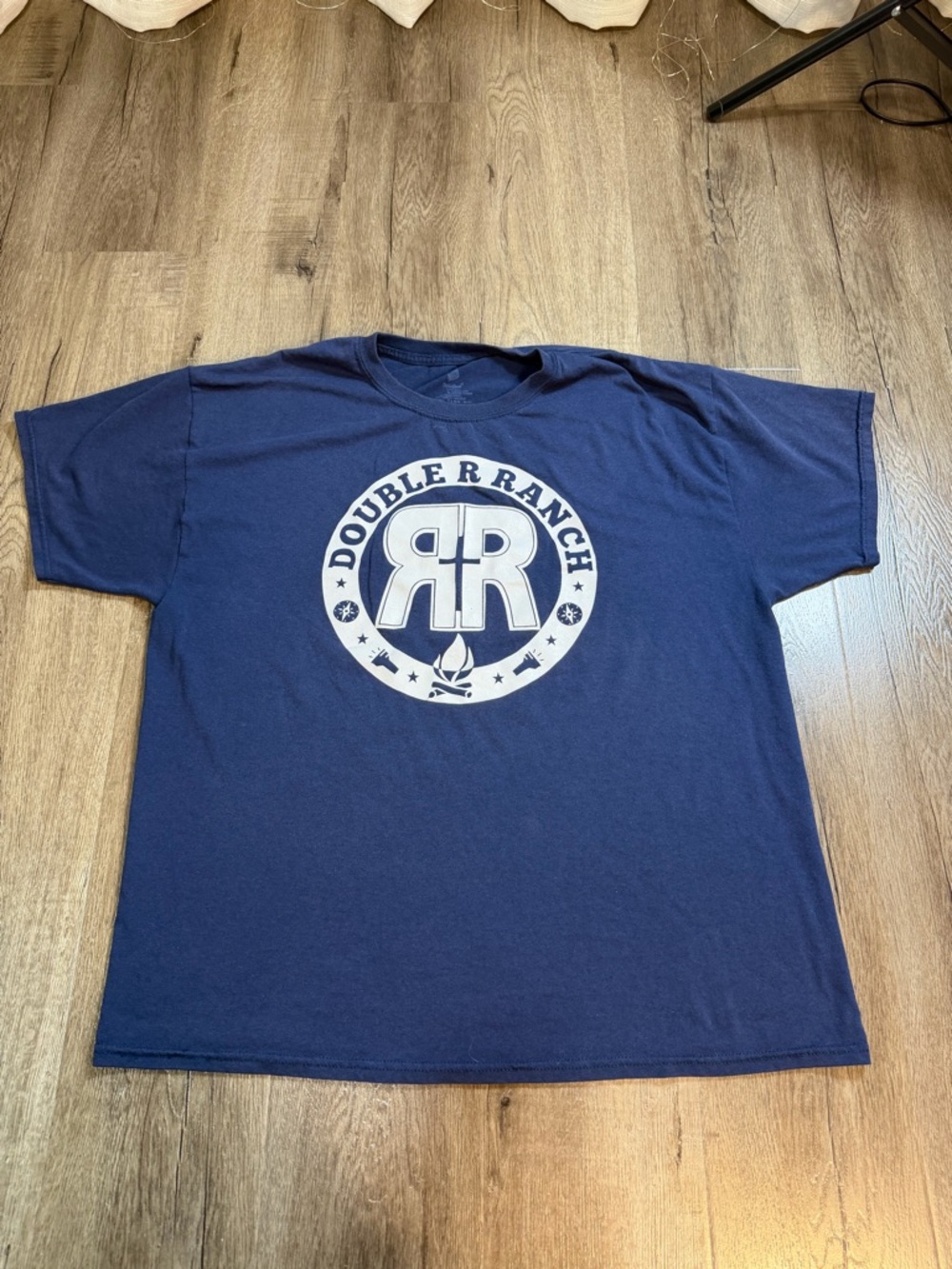 Hanes Navy Short-Sleeve Double R Ranch Logo Tee